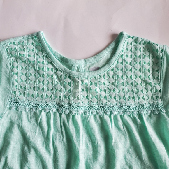 Old Navy Girl's Lace Panel Tunic with 3/4 Sleeves, Aqua, L - Picture 4 of 7